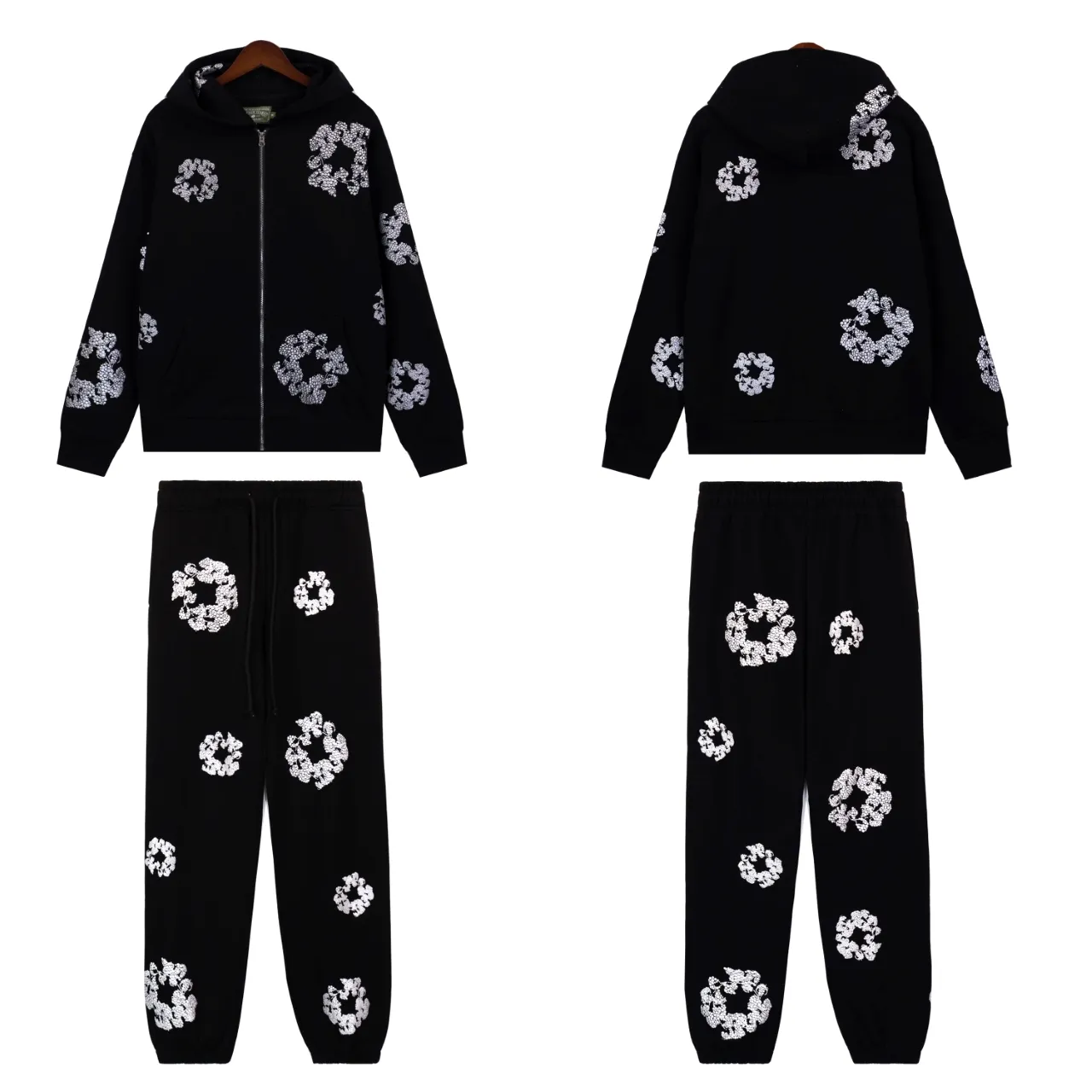 Jacket 105 Trousers 88 Real stock DENIM TEARS main line Kapok sweatshirt cashmere Swarovski cotton ring trousers Color: black silver black black pink gray Size: S M L Pink Gray Size: S M L XL